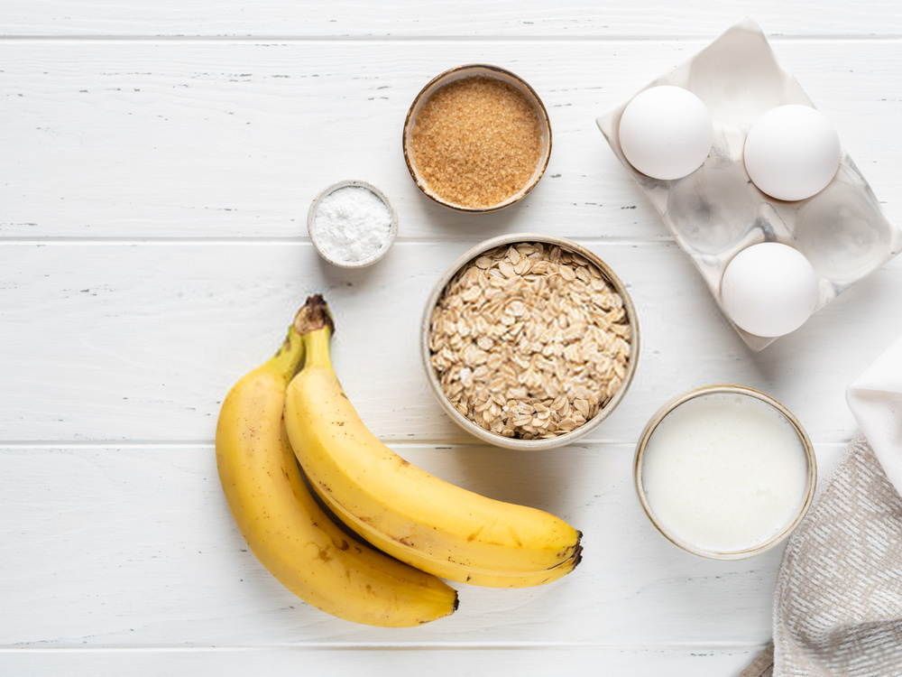 Ingredients in Banana Pancakes with Oats