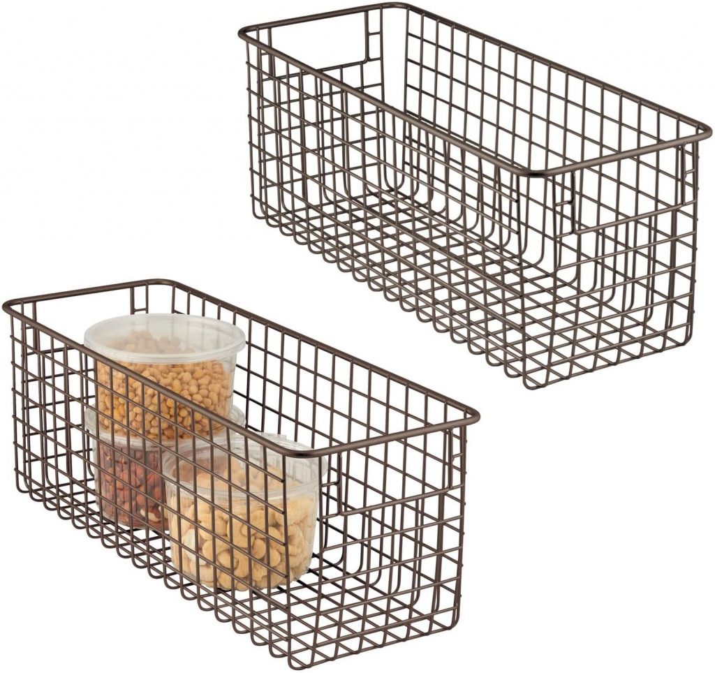 mDesign Metal Wire Food Storage Tapered Basket Organizer
